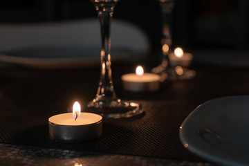 Romantic dinner for two. Close-up