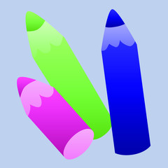 Color pencils on blue background
