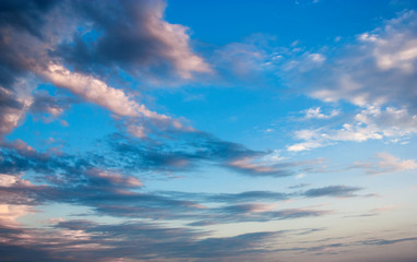 Obraz premium Beautiful blue sky with white clouds.