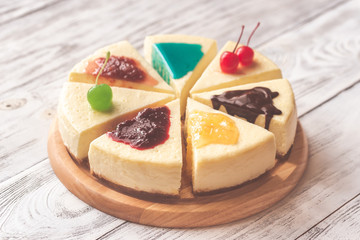 Cheesecake with different toppings