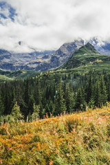 Maly Koscielec mountain with the peaks in the cloud in the Tatra mountains