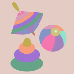 Children's toys on a gray background
