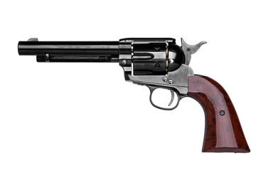 classic pistol revolver isolated on white