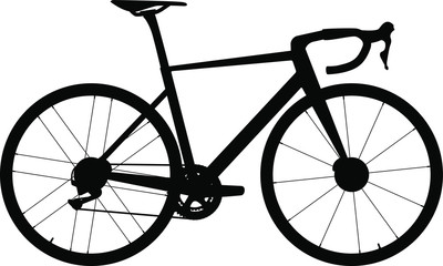Fototapeta na wymiar Climbing road bike with disc brakes - silhouette. Vector illustration. - Vector