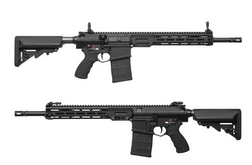 Modern automatic rifle isolated on white
