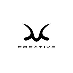 Initials Letter M that resembles a horn