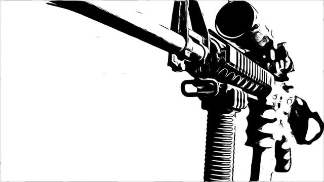 Black and White Animation of an AR15 Riffle.
