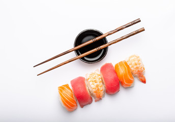 Sushi on white background