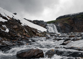 Waterfall and snow at the 