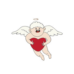 Cartoon angel amour carrying heart in hands