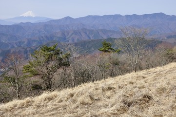 鷹ノ巣山より富士山と大菩薩連嶺