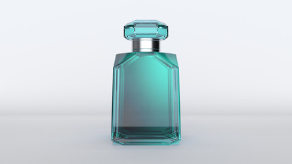 women's perfume in beautiful bottle on white background. 3d illustration