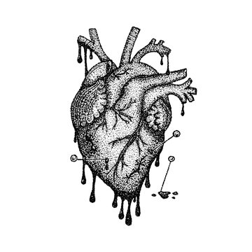 Dotwork Heart with Blood