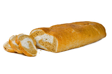 Sliced bread two-colored on a white background. sliced bread isolated on white background. 