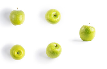 green Apple on white background. a bitten Apple. isolate