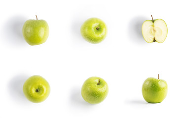 green Apple on white background. a bitten Apple. isolate
