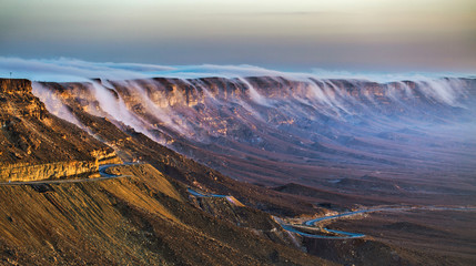 Maktesh Ramon view from Mitzpe Ramon background clouds