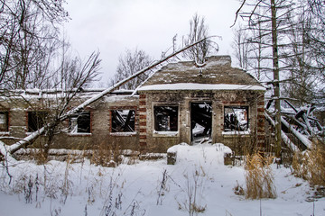 Destroyed brick house