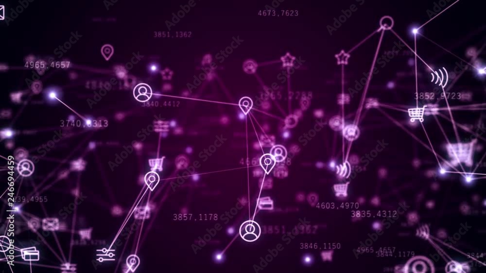Poster background of randomly moving network and internet