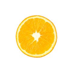 Slice of orange isolated on white background from top view.