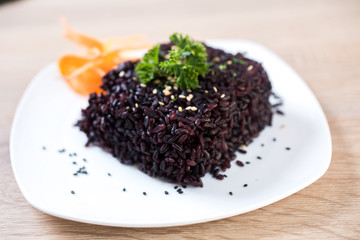 Cooked Thai black jasmine rice