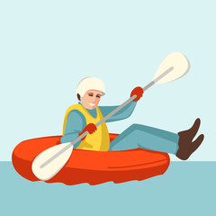  Boy Boating ,vector illustration , flat style