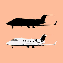  jet airliner set ,  vector illustration, flat style, profile