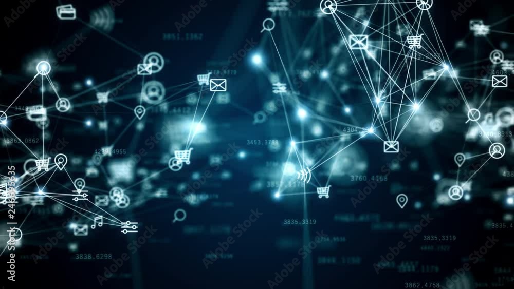 Poster background of randomly moving network and internet