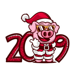 8758344 Cartoon pig with the sunglasses 2019 year icon