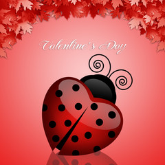 Naklejka premium illustration of a ladybird in the shape of a heart