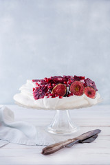 Fig and blood orange pavlova