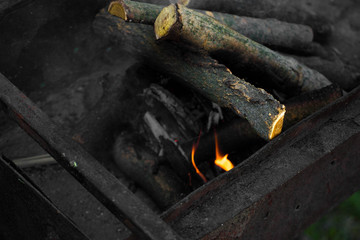 fire in the fireplace