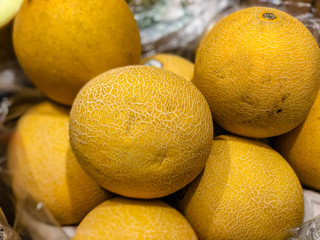 fresh melons in the market.