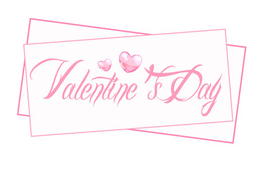Handwritten Valentines Day calligraphy on pink color stain background.