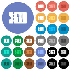 Dinner discount coupon round flat multi colored icons