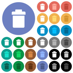 Single trash round flat multi colored icons