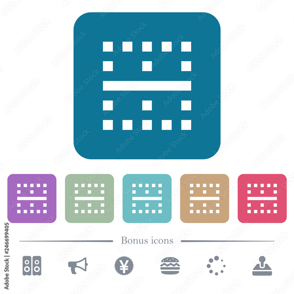 Poster horizontal border flat icons on color rounded square backgrounds