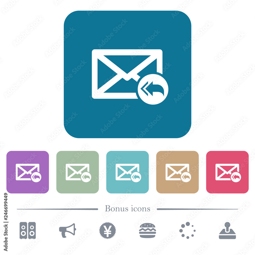 Poster Mail reply to all recipient flat icons on color rounded square backgrounds