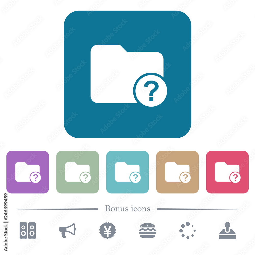 Poster unknown directory flat icons on color rounded square backgrounds