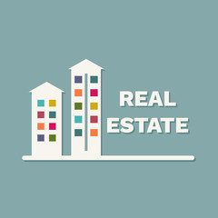 Abstract Real Estate Card With White Buildings