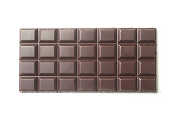 Closeup of milk chocolate bar on white background