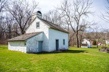 Fototapeta na wymiar 18th Century House at the Hopewell Furnace National Historic Site in Pennsylvania