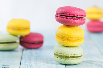 Colored macarons stacked