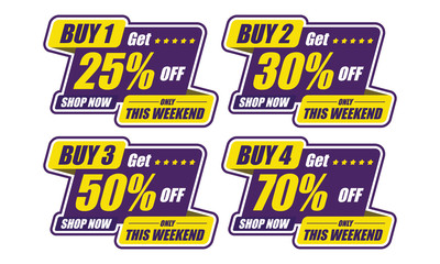 Fototapeta premium This Weekend Special Offer Buy 2 Get Discount 30% Vector illustration - Vector Marketing Advertising and PR