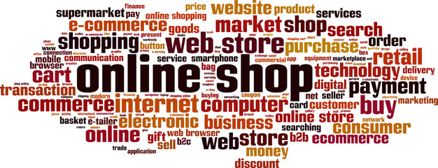 Obraz premium Online shop word cloud