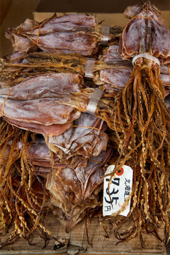 Dried squid, surume, market, Nakanobu, Tokyo, Japan