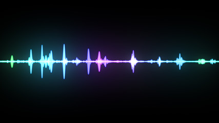 Multicolor waveform spectrum, imagination of voice record, artificial intelligence, 3d illustration