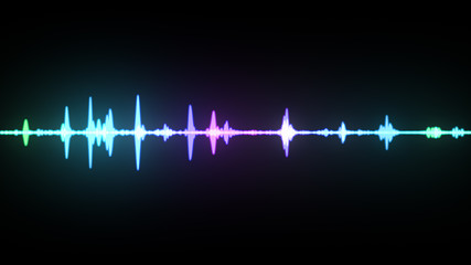 Multicolor waveform spectrum, imagination of voice record, artificial intelligence, 3d illustration