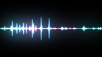 Multicolor waveform spectrum, imagination of voice record, artificial intelligence, 3d illustration