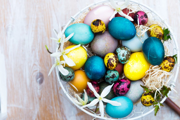 Different Easter Eggs dyed in Natural ingredients